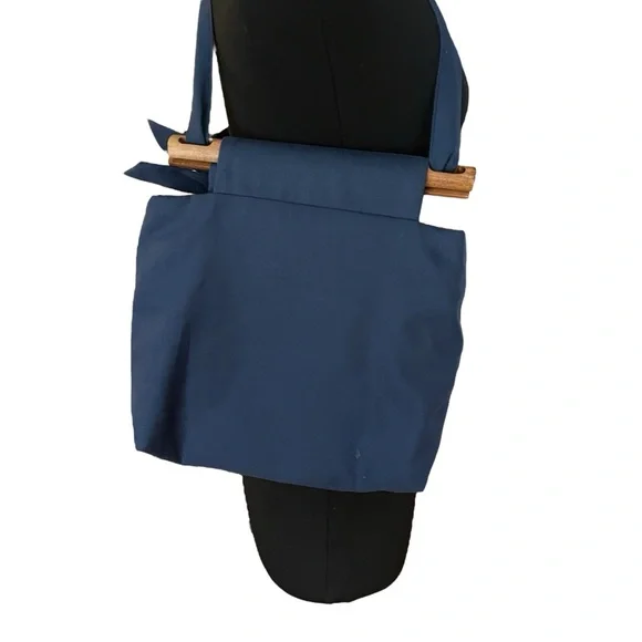 Vintage Tori Totes of Georgia lighthouse handbag with wooden clasp navy red - Picture 11 of 15